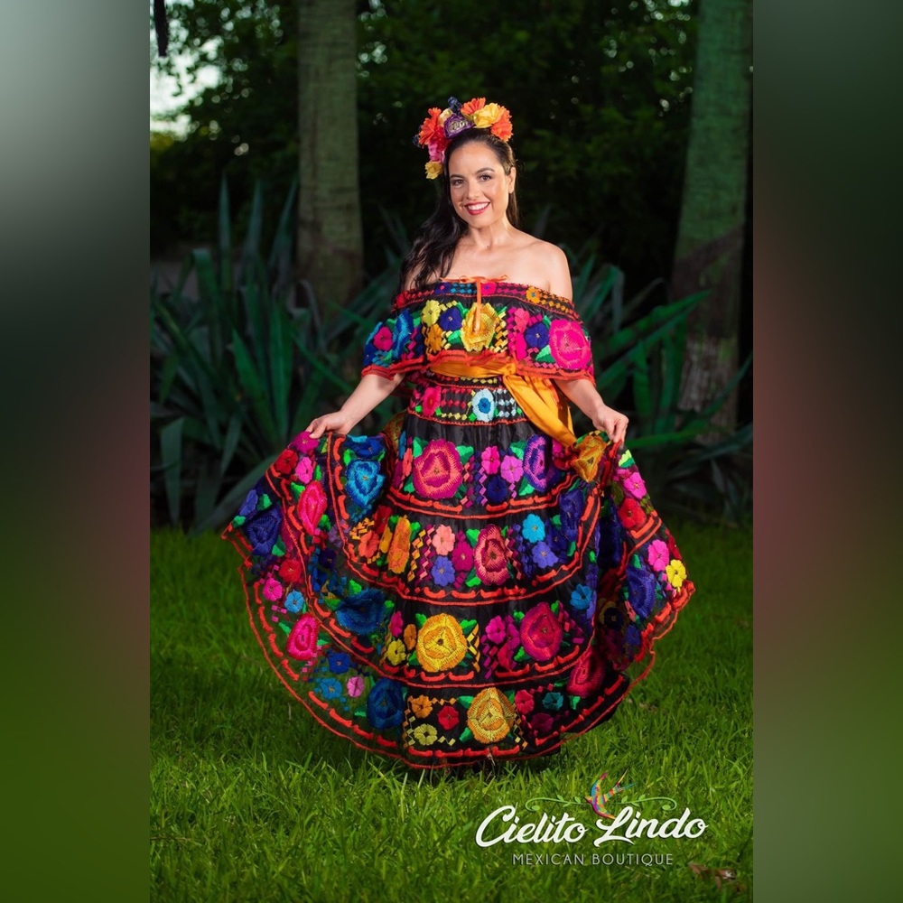 Mexican Chiapaneca Black Dress